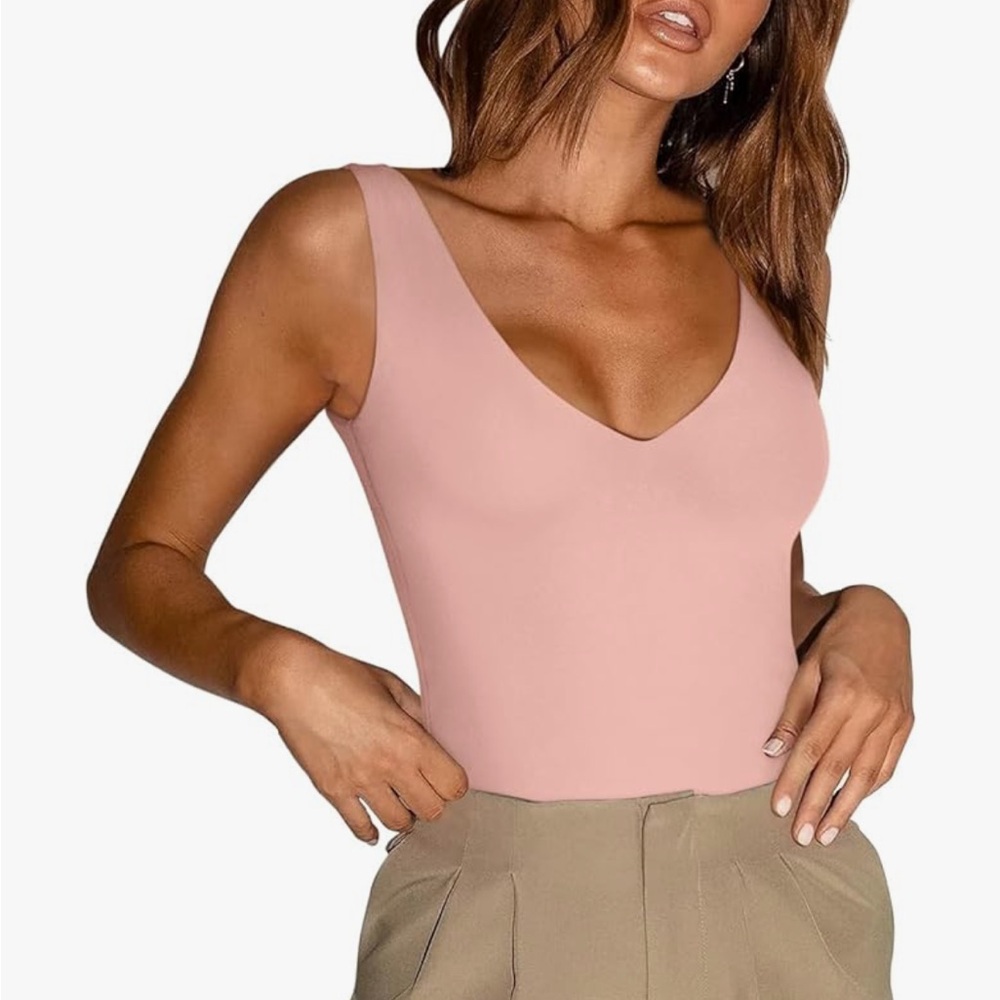 ReoRia Blush Pink V-Neck Bodysuit